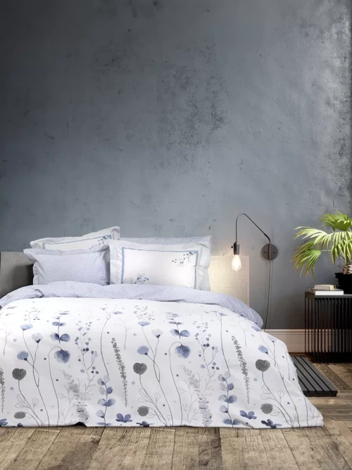 Σετ Σεντόνια Ameya Μπλε Ημίδιπλα (2 x 185x260 + 1 Μαξιλαροθήκη Oxford 4 πλευρών 52x72+5)