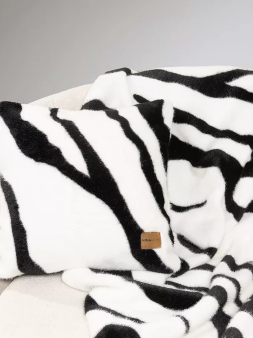 Διακοσμητική Μαξιλαροθήκη Sebra - White Λευκό, Μαύρο Μαξιλαροθήκη 45x45