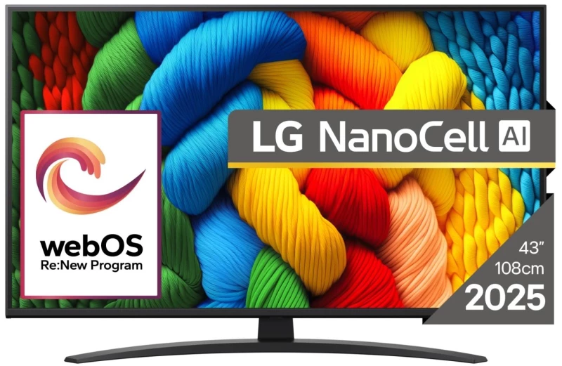 TV Set|LG|43"|4K/Smart|3840x2160|Wireless LAN|Bluetooth|webOS|Black|43NANO81A3A