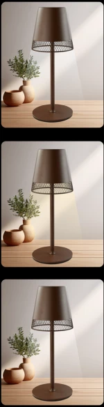 POWERTECH LED επιτραπέζιο φωτιστικό HLL-0191, ρυθμιζόμενο, επαναφορτιζόμενο, καφέ