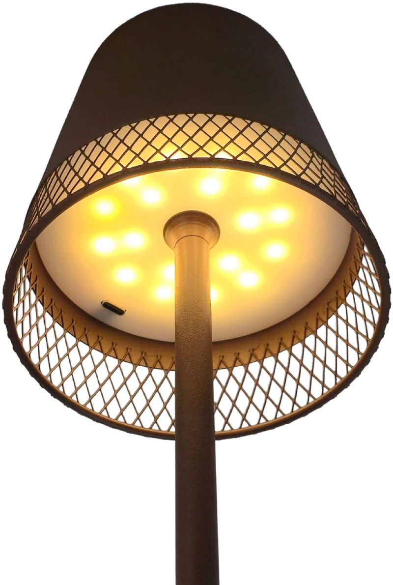 POWERTECH LED επιτραπέζιο φωτιστικό HLL-0191, ρυθμιζόμενο, επαναφορτιζόμενο, καφέ