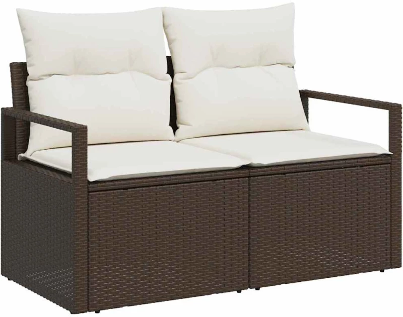 vidaXL Σετ Καναπέ με μαξιλάρι 6 pcs Καφέ και κρεμ συνθετικό ρατάν