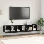 vidaXL Σετ επίπλου τηλεόρασης Επιτοίχιο 3 pcs Μαύρο 60 x 30 x 30 cm