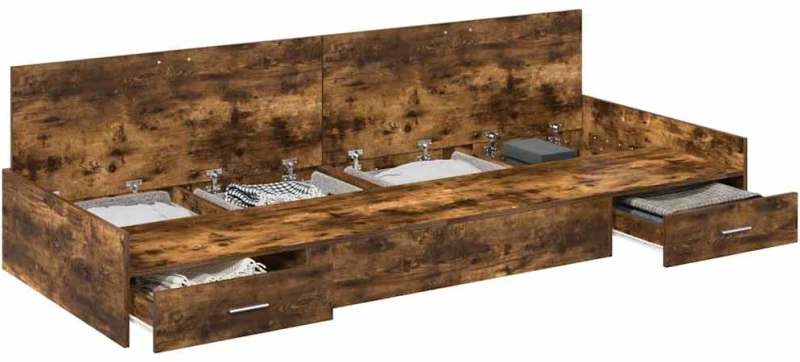 vidaXL Σκελετός Κρεβατιού Καπνιστό Δρύς 70 x 190 cm Επεξεργασμένο ξύλο
