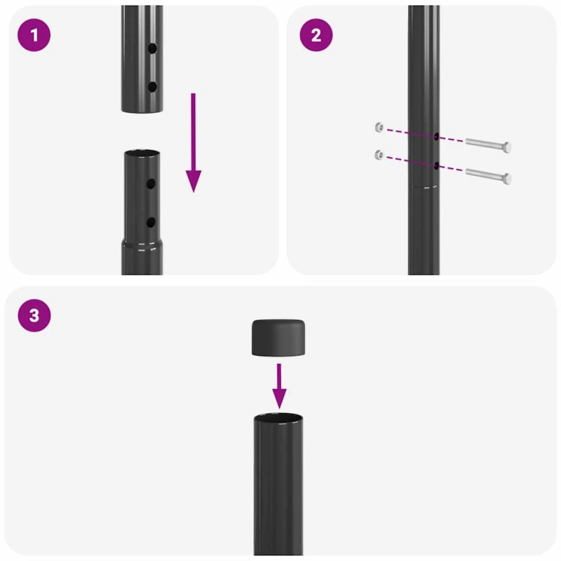 vidaXL Πό posts φράχτη 2 pcs Γκρι Ατσάλι με Επικάλυψη Πούδρας