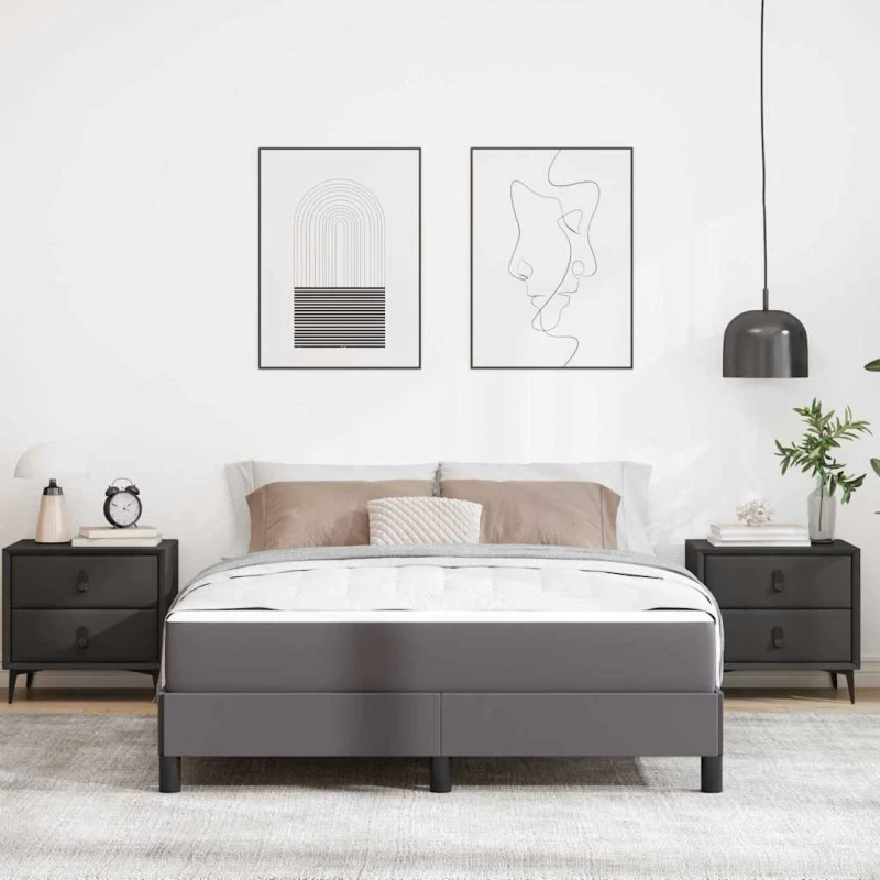 vidaXL Σκελετός Κρεβατιού με στρώμα Γκρι 140 x 190 cm ύφασμα