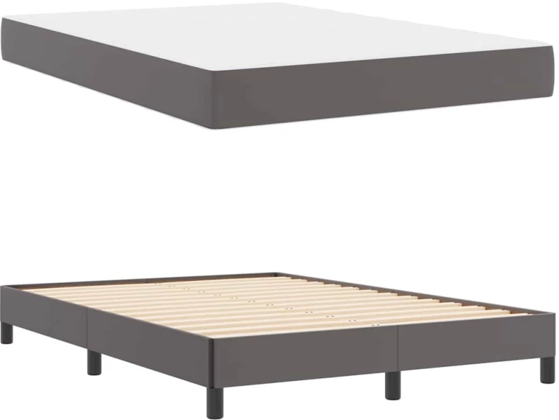 vidaXL Σκελετός Κρεβατιού με στρώμα Γκρι 140 x 190 cm ύφασμα