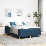vidaXL Σκελετός Κρεβατιού με στρώμα Μπλε 140 x 190 cm ύφασμα