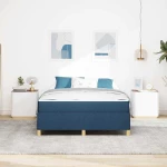vidaXL Σκελετός Κρεβατιού με στρώμα Μπλε 140 x 190 cm ύφασμα