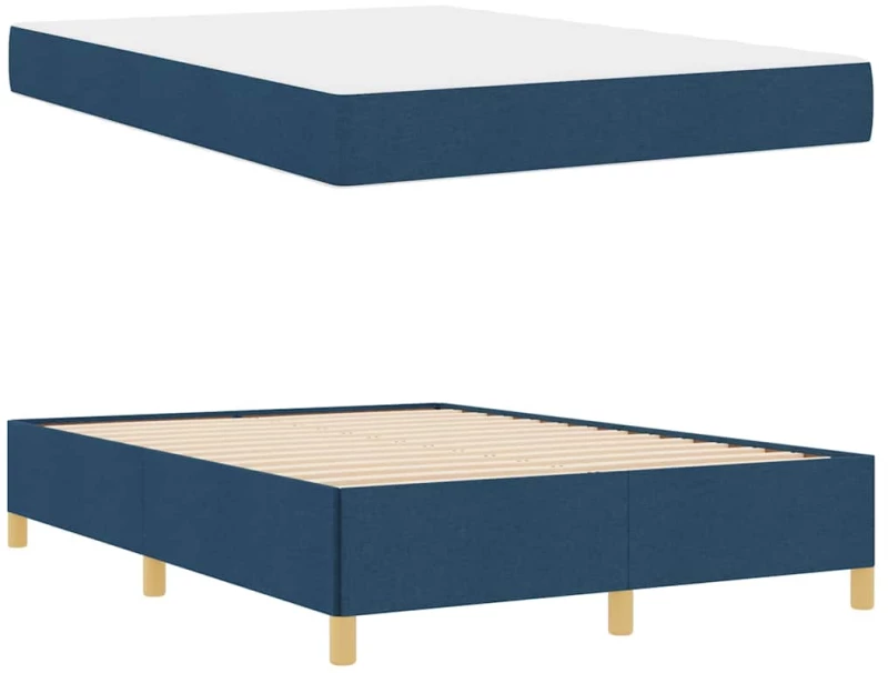 vidaXL Σκελετός Κρεβατιού με στρώμα Μπλε 140 x 190 cm ύφασμα