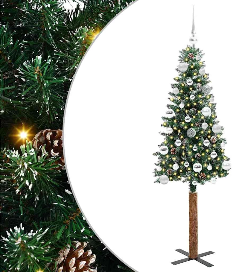 vidaXL Λεπτό Χριστουγεννιάτικο Δέντρο με 150 LED Πράσινο 150 cm