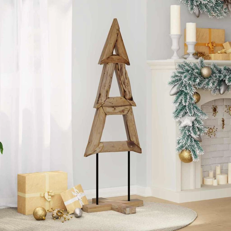 vidaXL Χριστουγεννιάτικο Δέντρο με βάση Καφέ 120 cm Μασίφ ξύλο teak