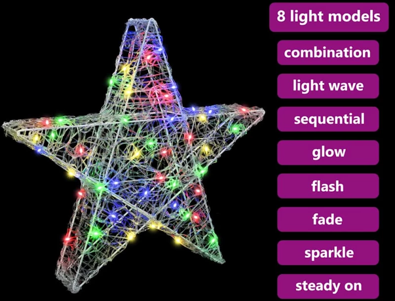 vidaXL 3D Αστέρι με 50 LED Πολύχρωμο 55 x 53.5 x 10 εκ Ακρυλικό