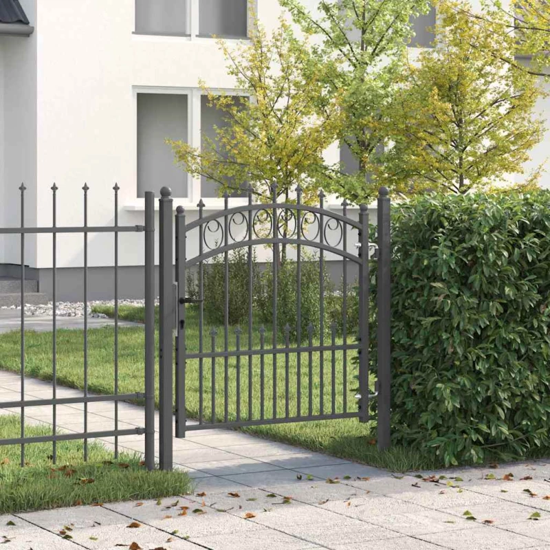 vidaXL Πύλη Φράχτη με Ακίδες Γκρι 100 x 100 cm