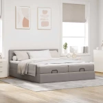 vidaXL Οθωμανικό κρεβάτι με στρώματα Taupe 160x200cm ύφασμα