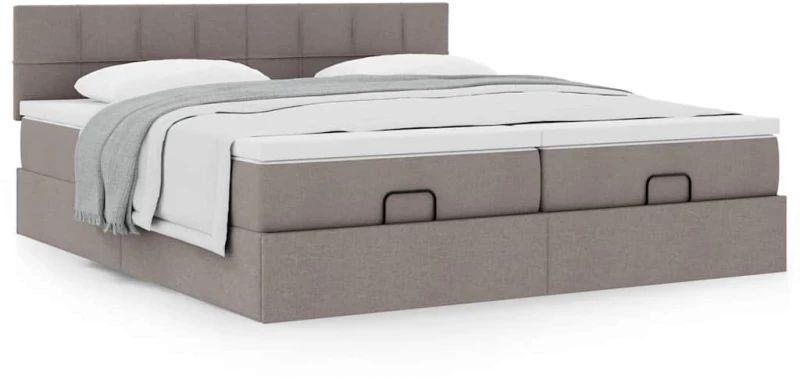 vidaXL Οθωμανικό κρεβάτι με στρώματα Taupe 160x200cm ύφασμα