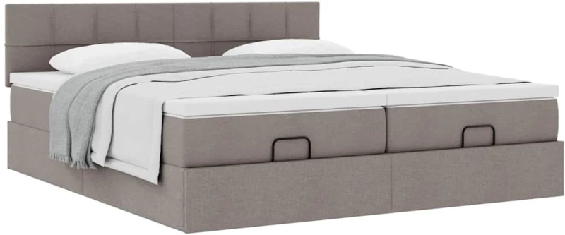 vidaXL Οθωμανικό κρεβάτι με στρώματα Taupe 160x200cm ύφασμα
