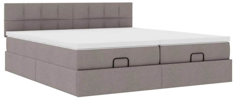 vidaXL Οθωμανικό κρεβάτι με στρώματα Taupe 160x200cm ύφασμα