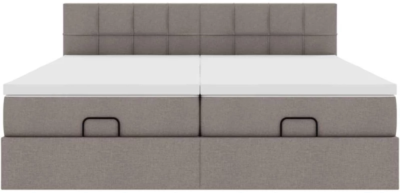 vidaXL Οθωμανικό κρεβάτι με στρώματα Taupe 160x200cm ύφασμα