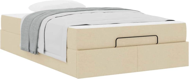 vidaXL Σκελετός Κρεβατιού με στρώμα Κρεμ 120 x 190 cm ύφασμα