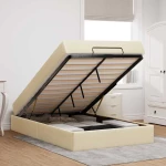 vidaXL Σκελετός Κρεβατιού με στρώμα Κρεμ 120 x 190 cm ύφασμα