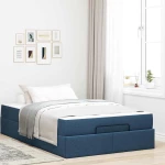 vidaXL Σκελετός Κρεβατιού με στρώμα Μπλε 120 x 190 cm ύφασμα