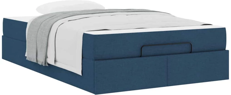 vidaXL Σκελετός Κρεβατιού με στρώμα Μπλε 120 x 190 cm ύφασμα