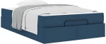 vidaXL Σκελετός Κρεβατιού με στρώμα Μπλε 120 x 190 cm ύφασμα