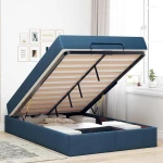 vidaXL Σκελετός Κρεβατιού με στρώμα Μπλε 120 x 190 cm ύφασμα