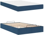 vidaXL Σκελετός Κρεβατιού με στρώμα Μπλε 120 x 190 cm ύφασμα