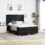 vidaXL Κρεβάτι με ελατήρια με στρώμα Μαύρο 140 x 190 cm ύφασμα