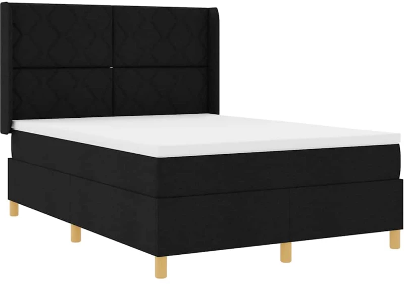 vidaXL Κρεβάτι με ελατήρια με στρώμα Μαύρο 140 x 190 cm ύφασμα