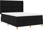 vidaXL Κρεβάτι με ελατήρια με στρώμα Μαύρο 140 x 190 cm ύφασμα