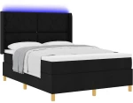vidaXL Κρεβάτι με ελατήρια με στρώμα Μαύρο 140 x 190 cm ύφασμα