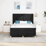 vidaXL Κρεβάτι με ελατήρια με στρώμα Μαύρο 140 x 190 cm ύφασμα