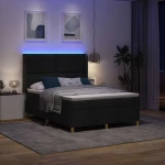 vidaXL Κρεβάτι με ελατήρια με στρώμα Μαύρο 140 x 190 cm ύφασμα