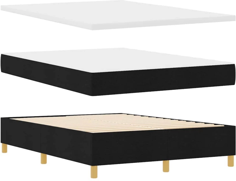 vidaXL Κρεβάτι με ελατήρια με στρώμα Μαύρο 140 x 190 cm ύφασμα