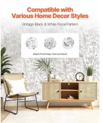 VEVOR Peel and Stick Wallpaper 45cm x 10m White Botanical Floral Waterproof