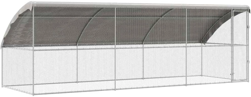 vidaXL Κλουβί για κότες Ασημί 600 x 200 x 198.5 εκ