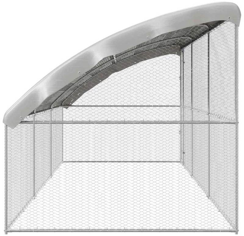 vidaXL Κλουβί για κότες Ασημί 600 x 200 x 198.5 εκ