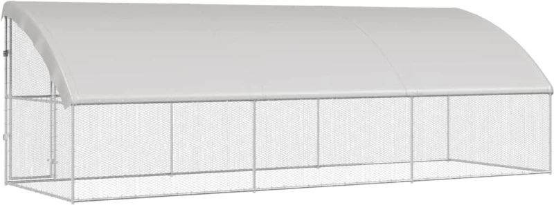 vidaXL Κλουβί για κότες Ασημί 600 x 200 x 198.5 εκ