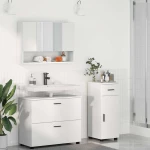 vidaXL Σετ Επίπλων Μπάνιου με συρτάρι με ράφι Επιτοίχιο 3 pcs Λευκό