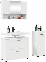 vidaXL Σετ Επίπλων Μπάνιου με συρτάρι με ράφι Επιτοίχιο 3 pcs Λευκό
