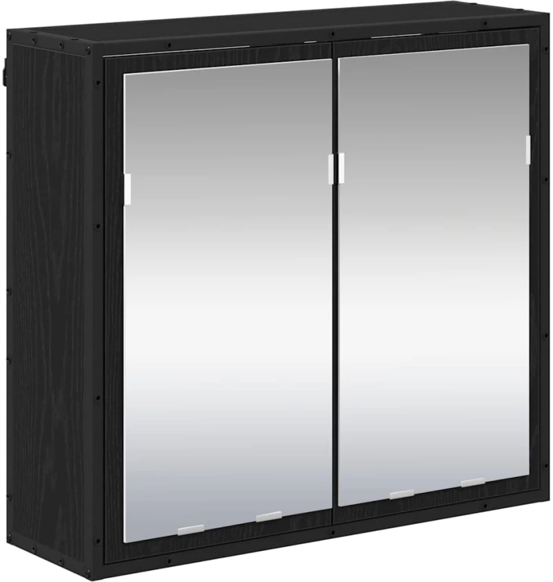 vidaXL Σετ Επίπλων Μπάνιου με ράφι 4 pcs Μαύρη Οξυά Επεξεργασμένο ξύλο