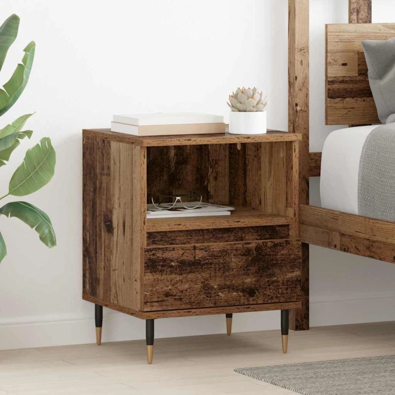 vidaXL Κομοδίνο 2 pcs Παλαιό ξύλο 40 x 35 x 50 εκ. Επεξεργασμένο ξύλο