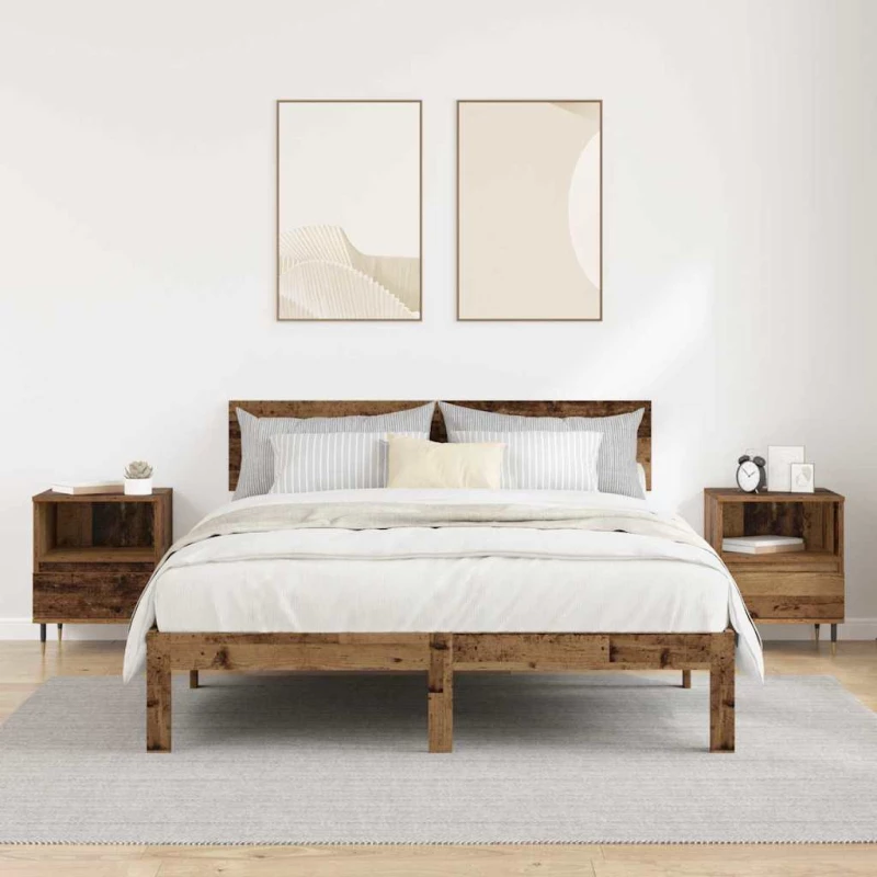 vidaXL Κομοδίνο 2 pcs Παλαιό ξύλο 40 x 35 x 50 εκ. Επεξεργασμένο ξύλο