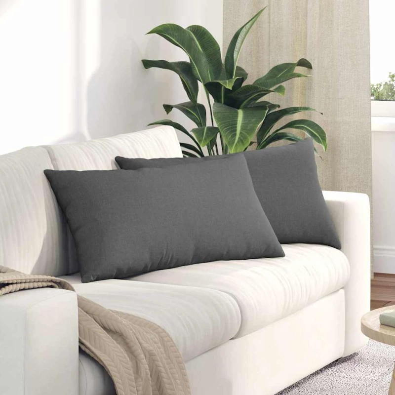 vidaXL Μαξιλάρι Καναπέ 2 pcs Σκούρο Γκρι 80 x 40 cm ύφασμα