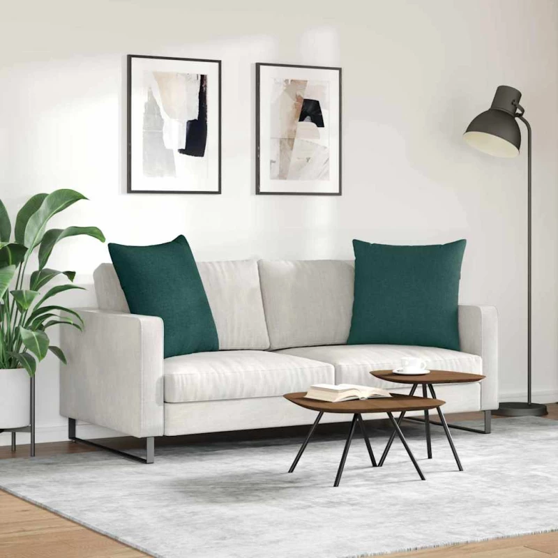 vidaXL Μαξιλάρι Καναπέ 2 pcs Σκούρο Πράσινο 80 x 80 cm ύφασμα