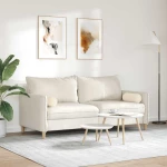vidaXL Μαξιλάρια Στήριγμα 2 pcs Μπεζ Ø 15 x 40 εκ Ύφασμα Μικροΐνας