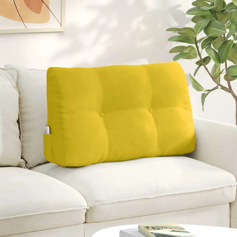 vidaXL Μαξιλάρι Πλάτης Κίτρινο 80 x 24 x 50 εκ Βελούδο